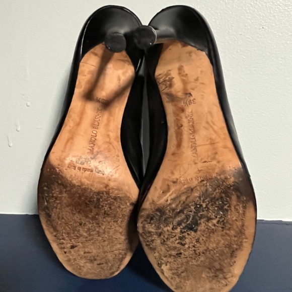 Manolo Blahnik Vella Zip-front Black Leather Bootie Slingback  sz 39.5 (8.5 US) - Picture 8 of 9